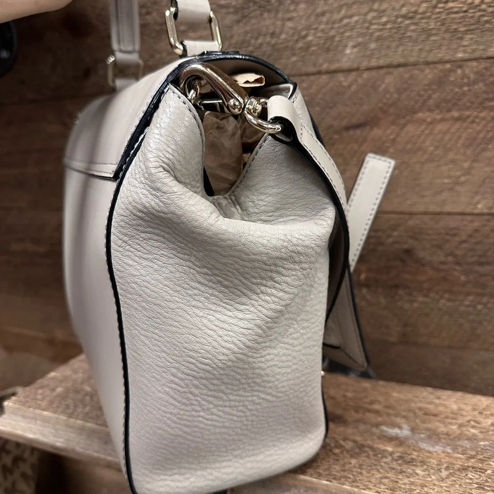 Kate Spade New York Light Gray Leather Top Handle Satchel Crossbody